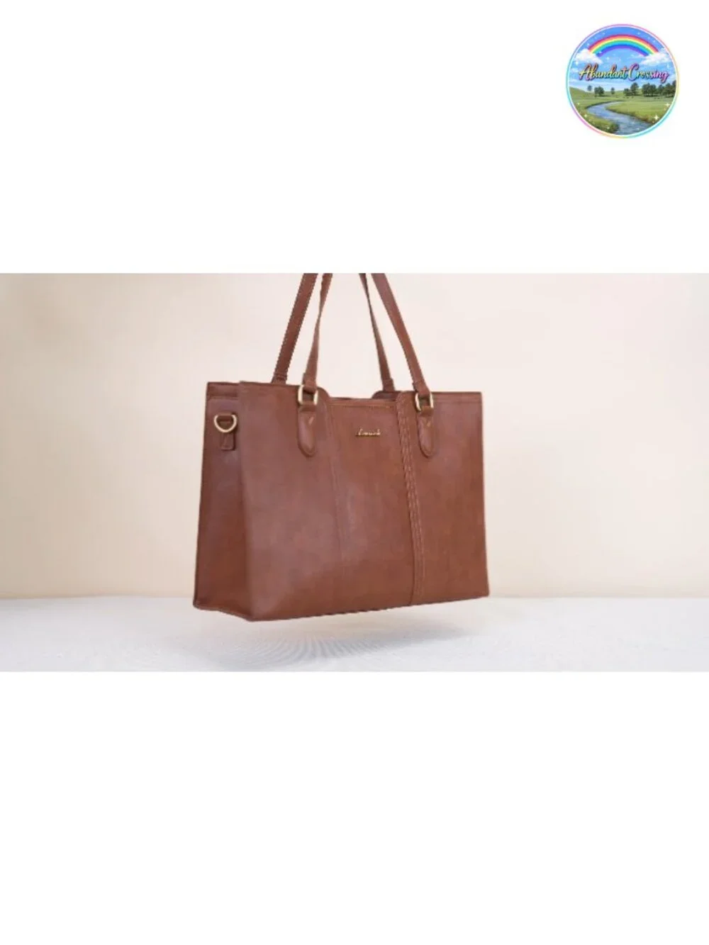 Vintage PU Leather Laptop Tote Bag for Women 15.6 Inch Work Bag with Wristlet